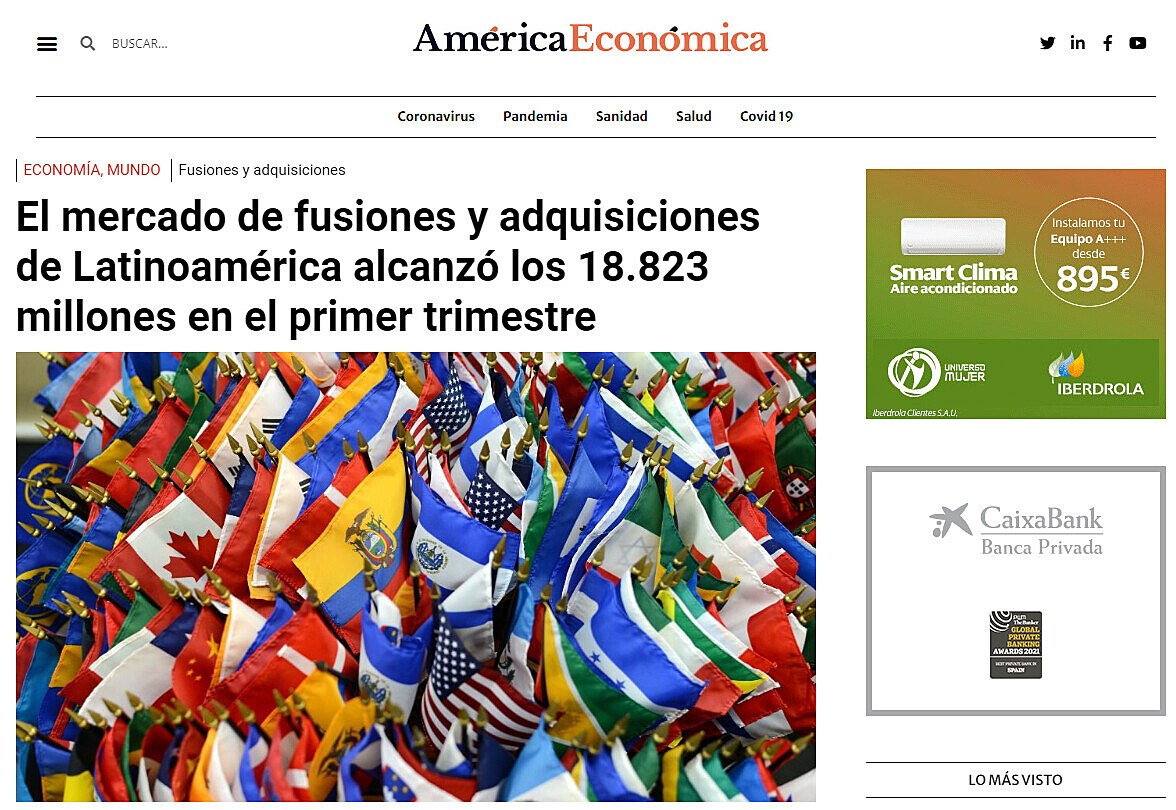 El mercado de fusiones y adquisiciones de Latinoamrica alcanz los 18.823 millones en el primer trimestre